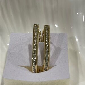 Gold Hoop Earrings with Rhinestones